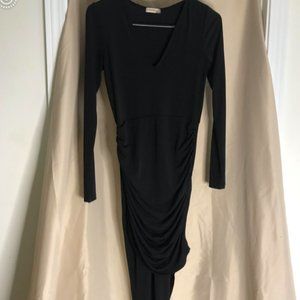Black Long sleeve Split Dress